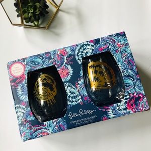 Pair of Lilly Pulitzer 16 oz Stemless Wine Glasses